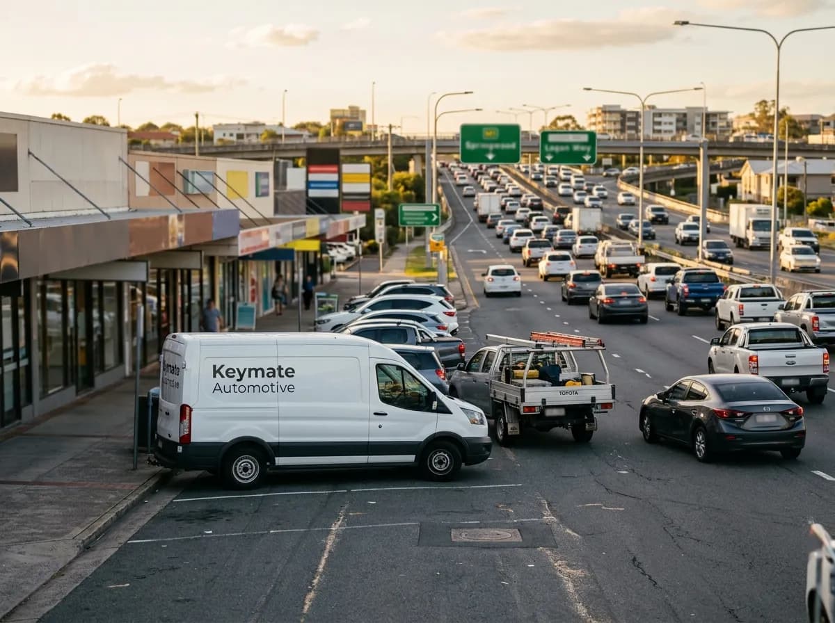 Springwood, Brisbane — mobile auto locksmith serving the Logan motorway gateway, retail strips and commuter-and-tradie traffic